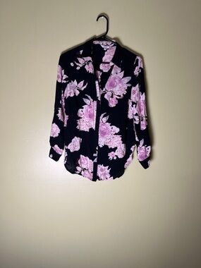 Candie's Black Blouse with Pink Floral Print